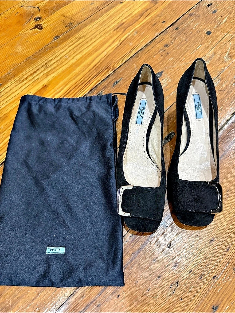 Prada Black Buckle Heels EU 38.5